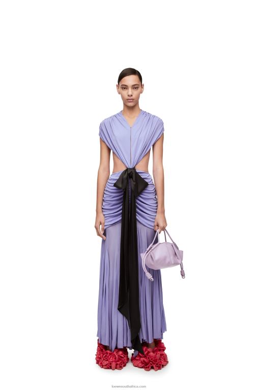 Loewe Women Draped bow dress in crepe jersey 206XF1073 Lilac