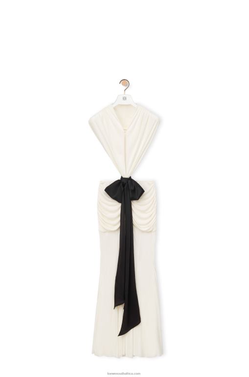 Loewe Women Draped bow dress in crepe jersey 206XF1077 White