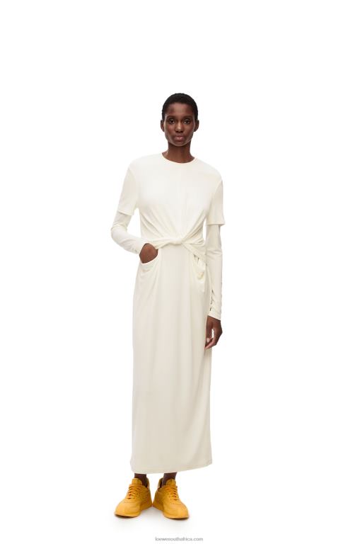 Loewe Women Draped dress in crepe jersey 206XF1093 White