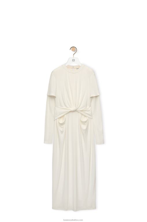 Loewe Women Draped dress in crepe jersey 206XF1093 White