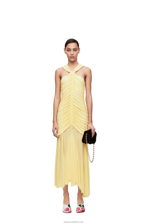 Loewe Women Draped long dress in crepe jersey 206XF1076 Vanilla