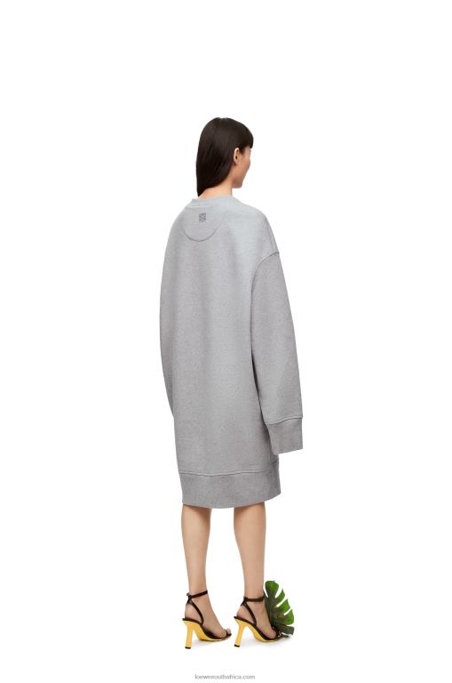 Loewe Women Elongated sweatshirt dress in cotton fleece 206XF1084 Ash