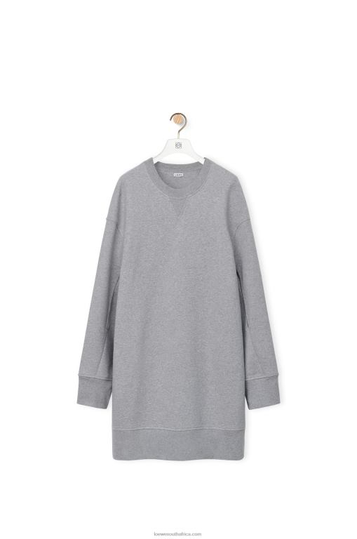 Loewe Women Elongated sweatshirt dress in cotton fleece 206XF1084 Ash