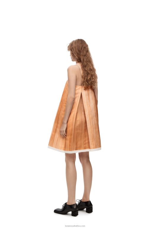 Loewe Women Face print strappy dress in technical duchesse satin 206XF1089 Yellow/Multicolour