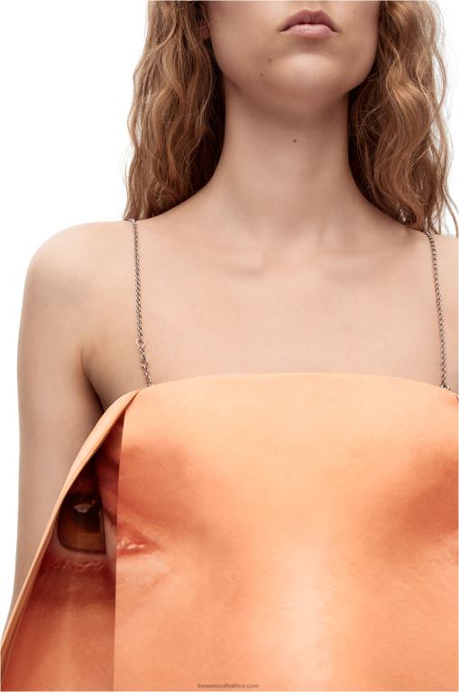 Loewe Women Face print strappy dress in technical duchesse satin 206XF1089 Yellow/Multicolour