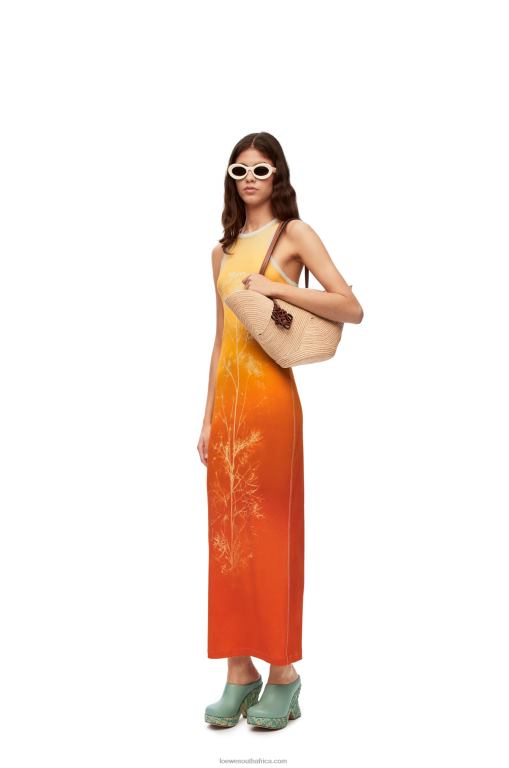 Loewe Women Fennel tank dress in cotton 206XF1041 Yellow/Orange