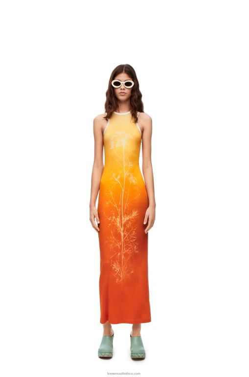 Loewe Women Fennel tank dress in cotton 206XF1041 Yellow/Orange