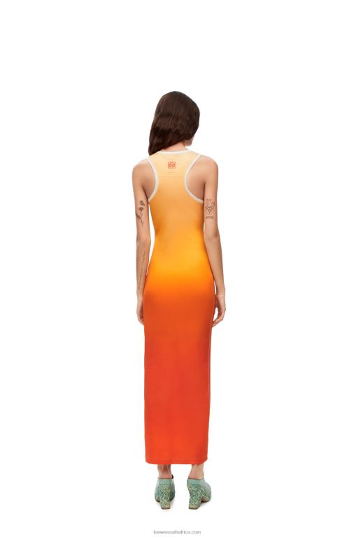 Loewe Women Fennel tank dress in cotton 206XF1041 Yellow/Orange