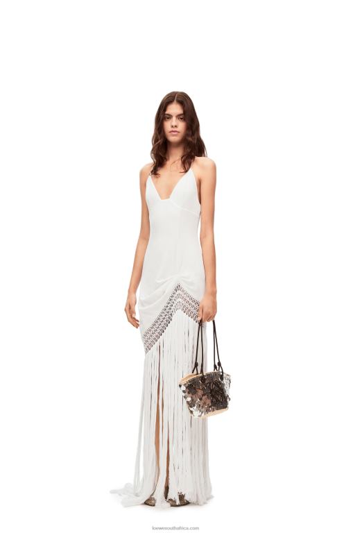 Loewe Women Fringe dress in cotton 206XF1051 White