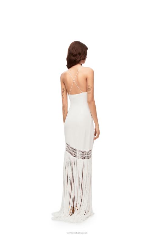 Loewe Women Fringe dress in cotton 206XF1051 White