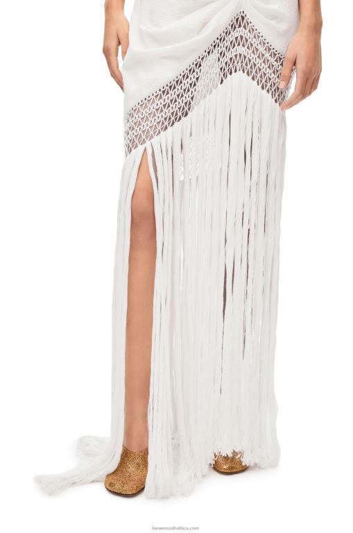 Loewe Women Fringe dress in cotton 206XF1051 White
