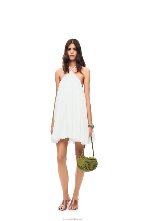 Loewe Women Halterneck dress in linen 206XF1054 White