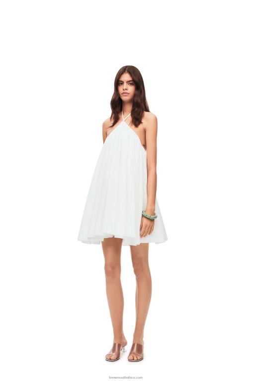 Loewe Women Halterneck dress in linen 206XF1054 White