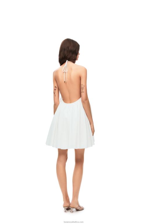 Loewe Women Halterneck dress in linen 206XF1054 White