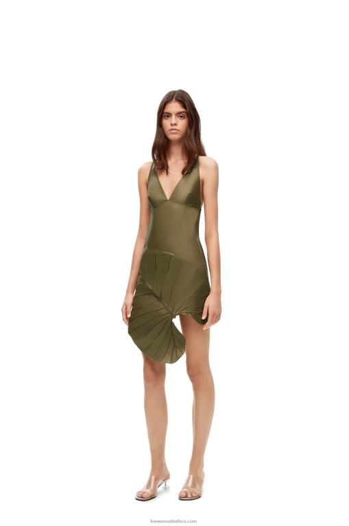 Loewe Women Leaf intarsia dress in nappa 206XF1039 Tea Green