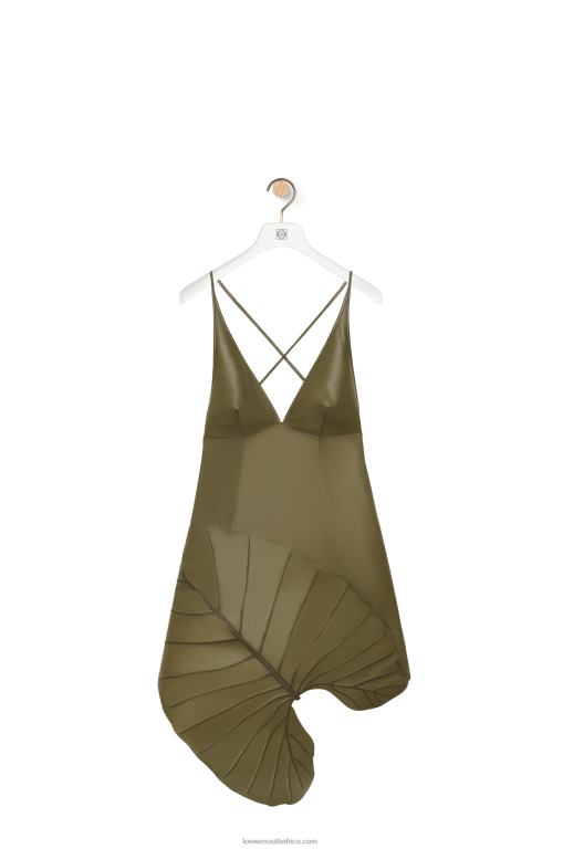 Loewe Women Leaf intarsia dress in nappa 206XF1039 Tea Green