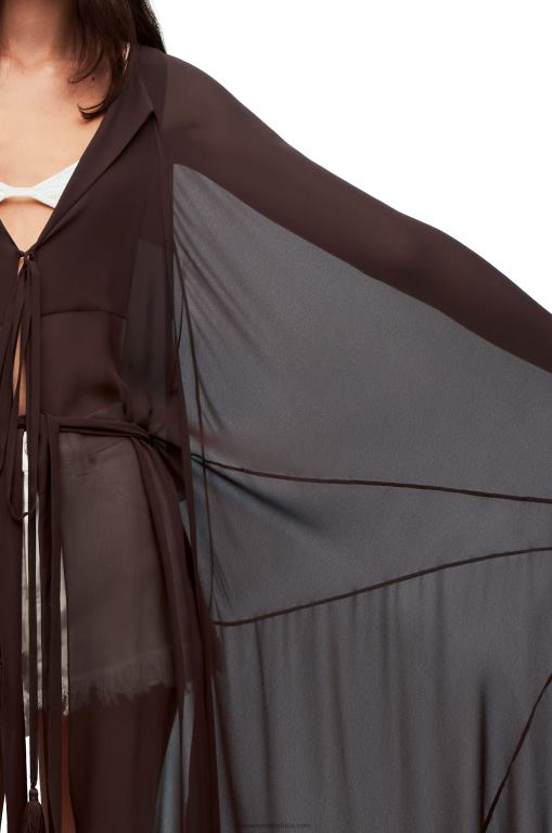 Loewe Women Long kaftan in silk 206XF1103 Chocolate Brown