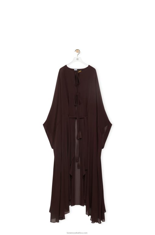 Loewe Women Long kaftan in silk 206XF1103 Chocolate Brown