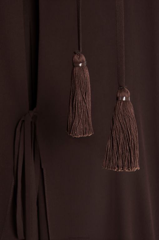 Loewe Women Long kaftan in silk 206XF1103 Chocolate Brown