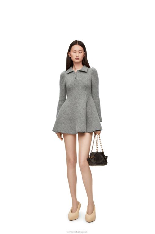 Loewe Women Mini dress in cashmere and mohair 206XF1082 Grey