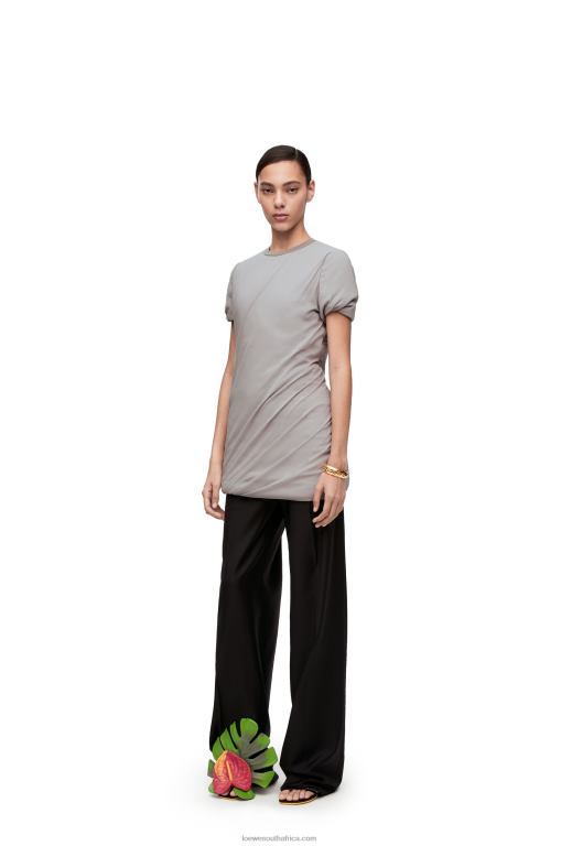 Loewe Women Padded mini dress in stretch silk chiffon 206XF1086 Fog Grey