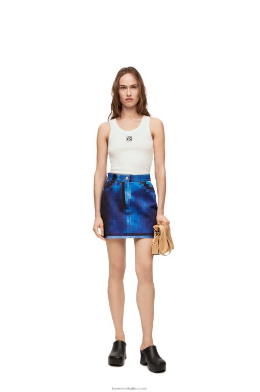 Loewe Women Pixelated mini skirt in denim 206XF1176 Denim