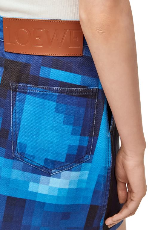Loewe Women Pixelated mini skirt in denim 206XF1176 Denim