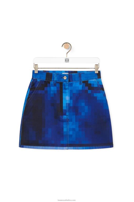 Loewe Women Pixelated mini skirt in denim 206XF1176 Denim