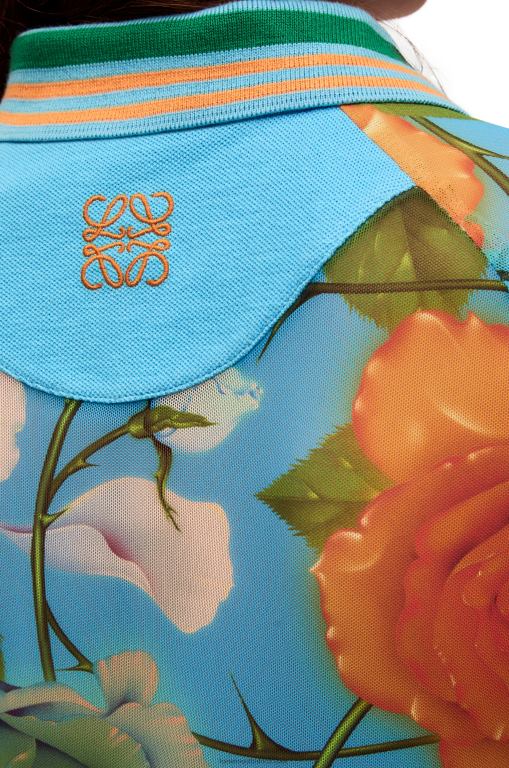 Loewe Women Roses polo dress in mesh 206XF1042 Blue/Multicolor