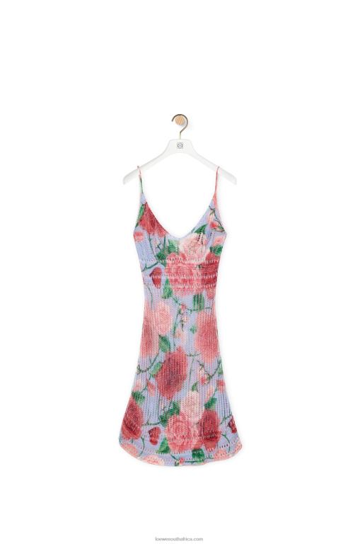 Loewe Women Roses strappy dress in viscose 206XF1047 Pink Multitone
