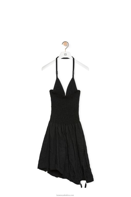 Loewe Women Smocked dress in cotton 206XF1057 Black