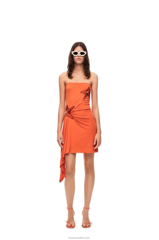 Loewe Women Starfish bustier dress in viscose 206XF1044 Bright Orange