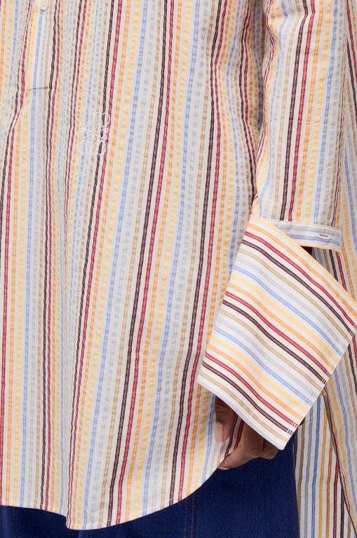 Loewe Women Stripe deconstructed shirt dress in cotton 206XF1096 Yellow/Blue/Orange