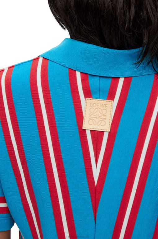 Loewe Women Stripe polo dress in cotton 206XF1102 Red/Blue