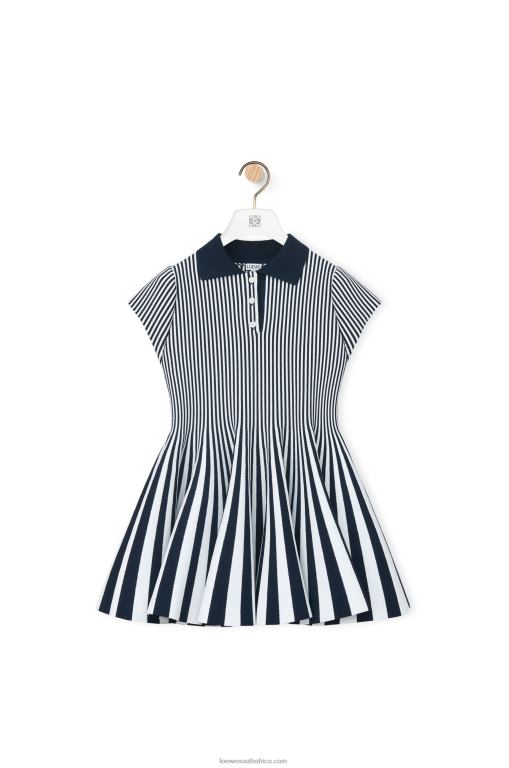 Loewe Women Striped mini dress in viscose blend knit 206XF1063 Navy/White