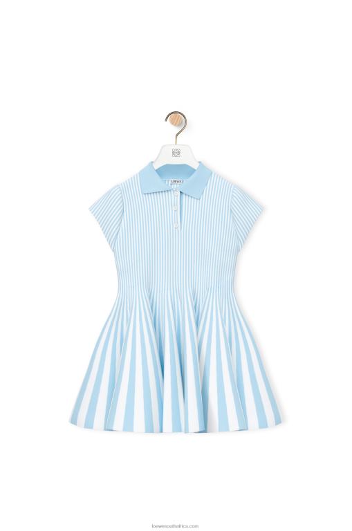 Loewe Women Striped mini dress in viscose blend knit 206XF1081 Baby Blue/White
