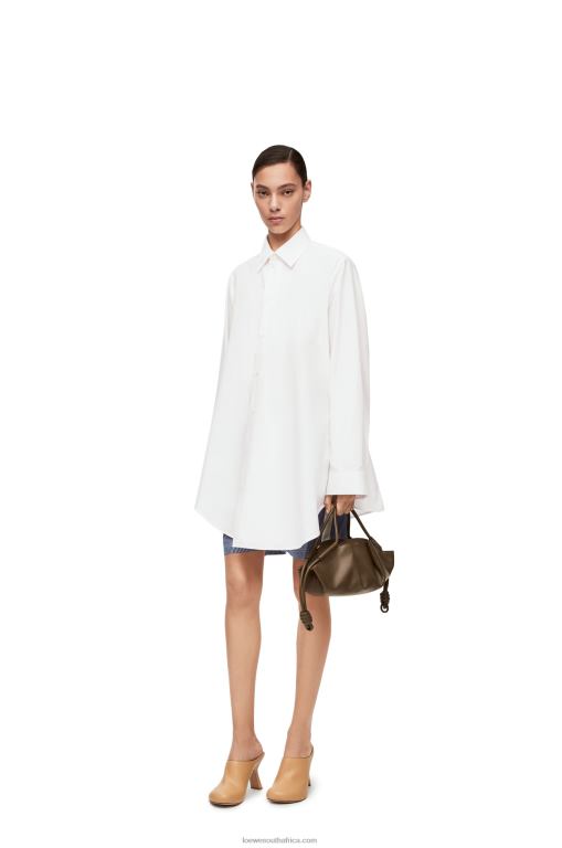 Loewe Women Trapeze shirt dress in cotton 206XF1083 White