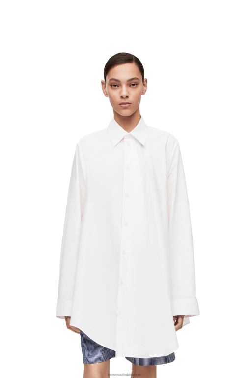 Loewe Women Trapeze shirt dress in cotton 206XF1083 White