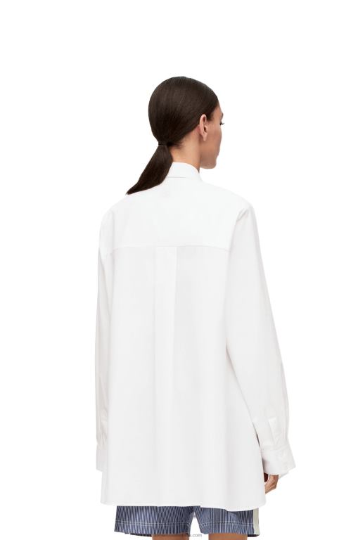 Loewe Women Trapeze shirt dress in cotton 206XF1083 White
