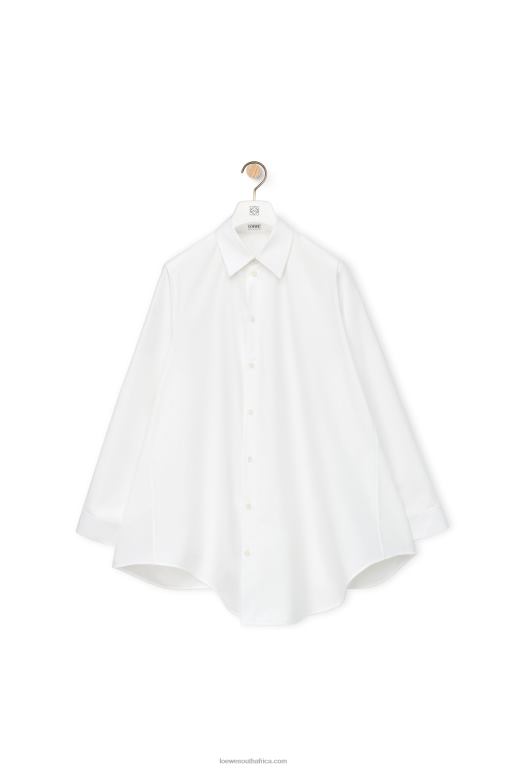 Loewe Women Trapeze shirt dress in cotton 206XF1083 White