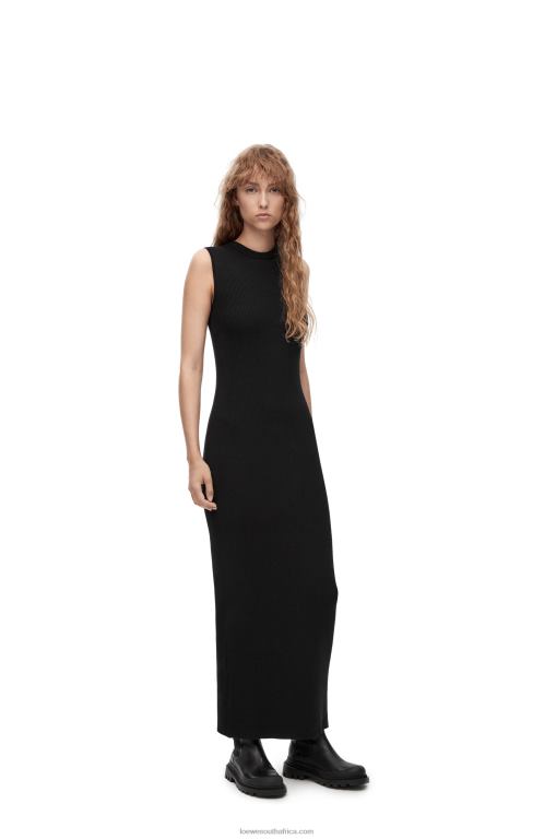 Loewe Women Tube knit dress in wool 206XF985 Black/Navy