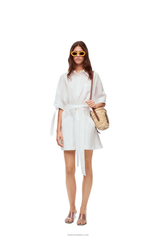 Loewe Women Workwear mini dress in cotton 206XF1053 Optic White