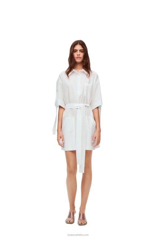Loewe Women Workwear mini dress in cotton 206XF1053 Optic White