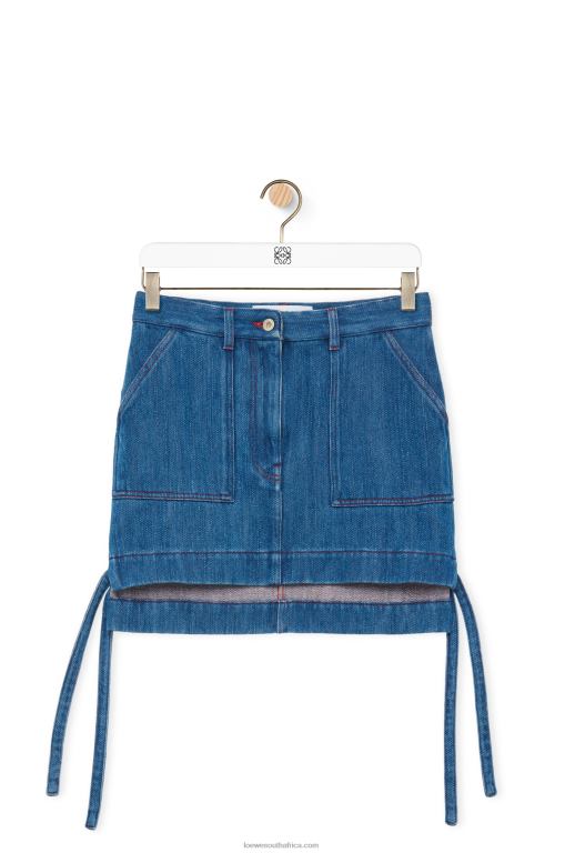 Loewe Women Workwear skirt in denim 206XF1161 Blue/Red