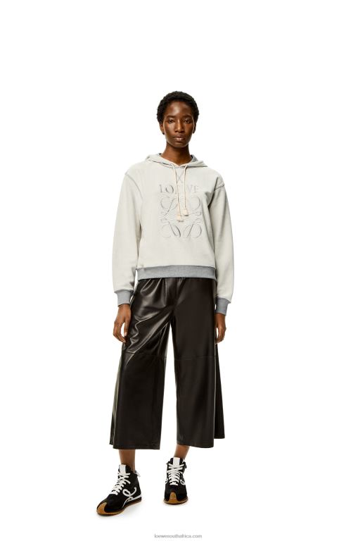 Loewe Women Anagram regular fit hoodie in cotton 206XF824 Grey Melange