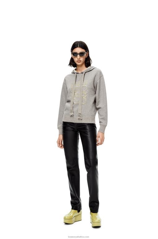 Loewe Women Anagram regular fit hoodie in cotton 206XF826 Grey Melange