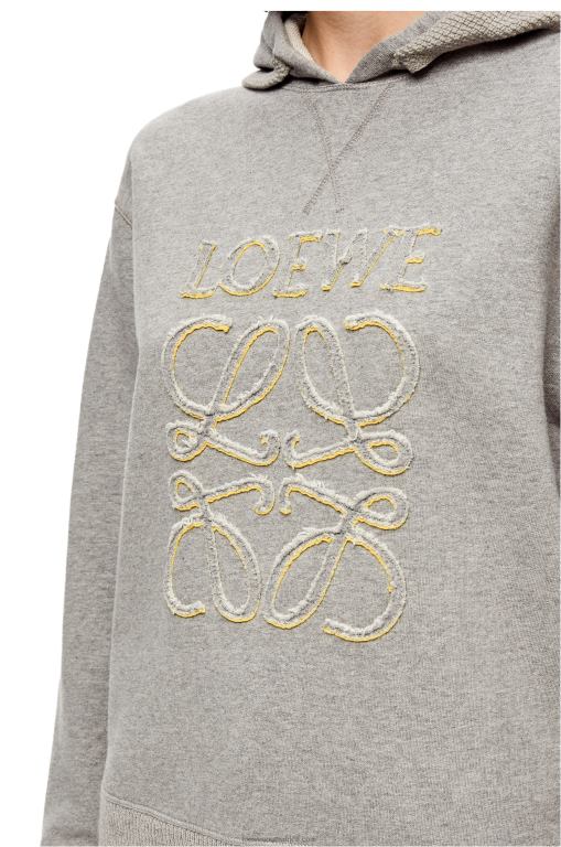 Loewe Women Anagram regular fit hoodie in cotton 206XF826 Grey Melange
