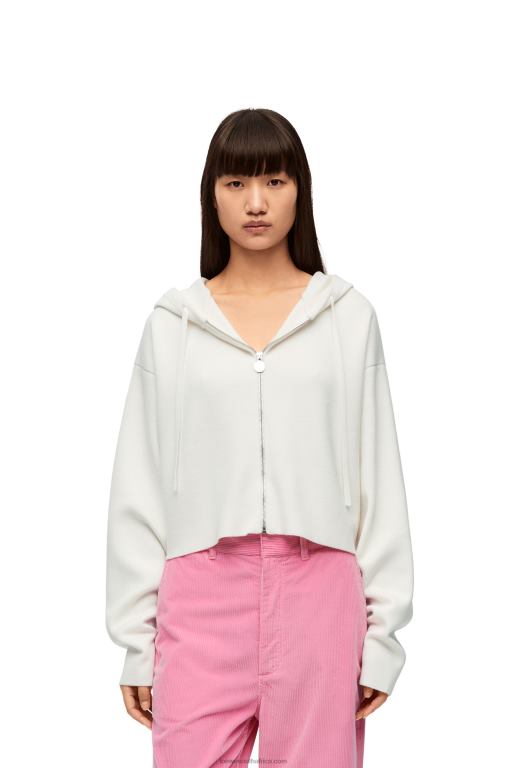 Loewe Women Anagram zip-up hoodie in wool 206XF779 White