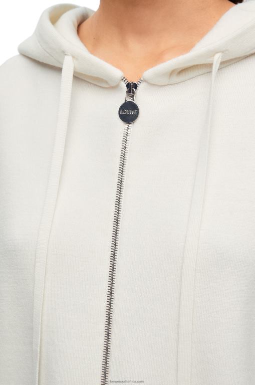 Loewe Women Anagram zip-up hoodie in wool 206XF779 White