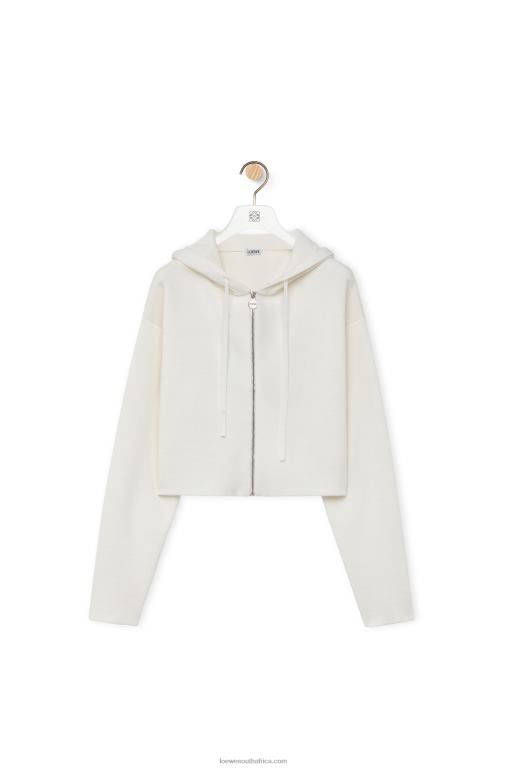 Loewe Women Anagram zip-up hoodie in wool 206XF779 White